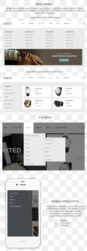 Menu Template - Responsive Web Design Brand Siezz Font PNG