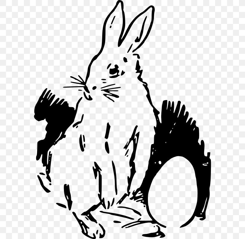 Easter Bunny Domestic Rabbit Easter Egg Clip Art, PNG, 594x800px, Easter Bunny, Art, Artwork, Ausmalbild, Black Download Free