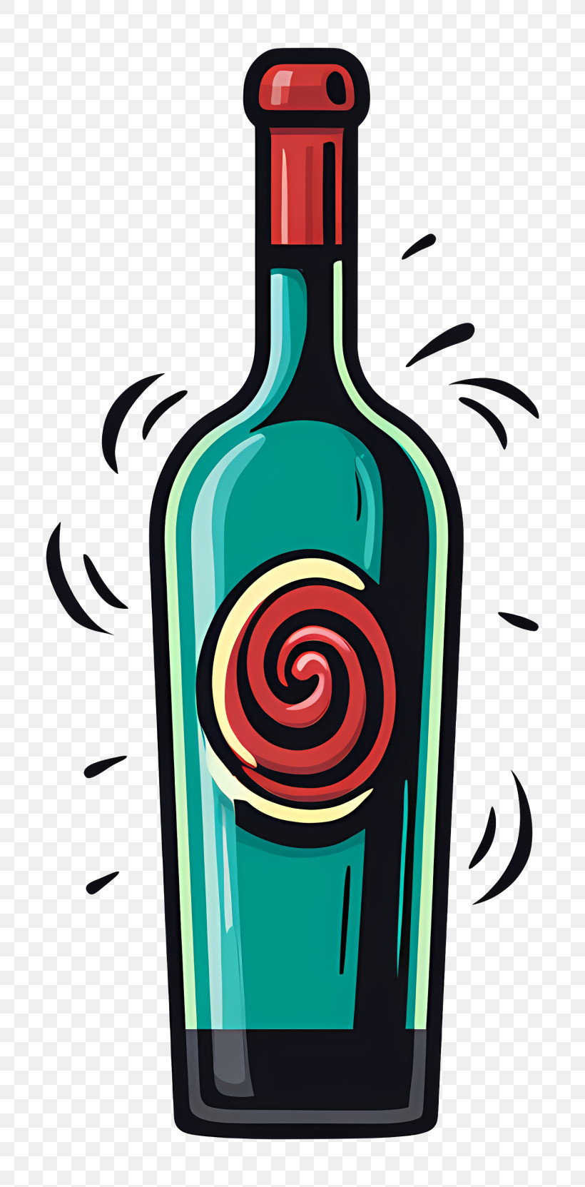 Wine Bottle - Swirling Green Wine Bottle PNG