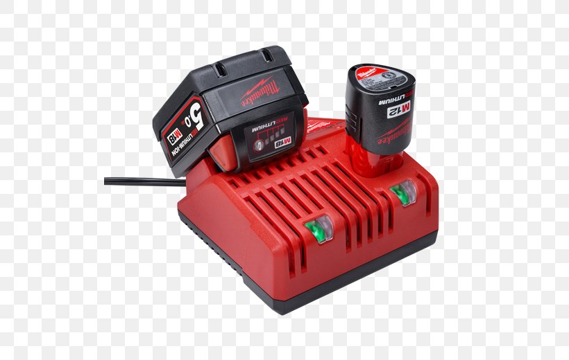 AC Adapter Milwaukee Electric Tool Corporation Lithium-ion Battery Milwaukee 12V Battery Charger M12 Red Lithium Li-Ion XC 48-59-2401 Power To, PNG, 520x520px, Ac Adapter, Battery Charger, Cordless, Electric Battery, Electric Potential Difference Download Free