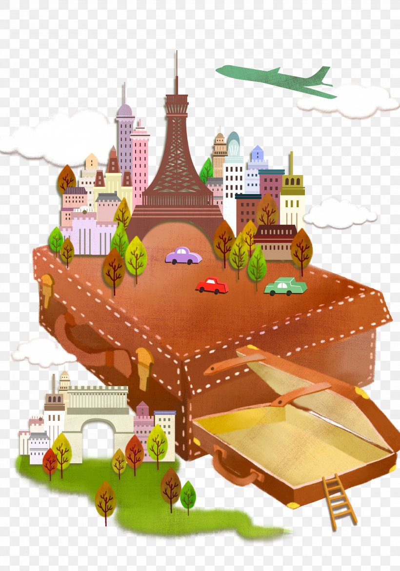 Suitcase Travel Cartoon Illustration, PNG, 3500x5000px, Suitcase, Airport Checkin, Baggage, Box, Building Download Free