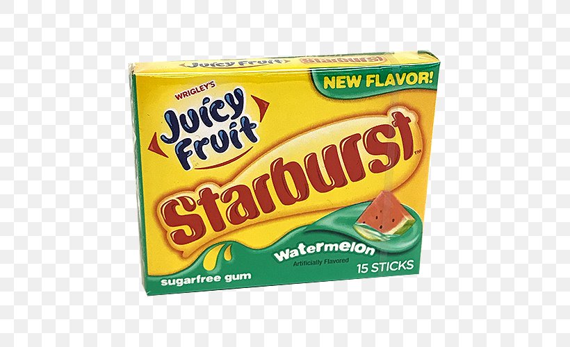Chewing Gum Juicy Fruit Starburst Wrigley Company, PNG, 500x500px, Chewing Gum, Brand, Bubble Gum, Candy, Flavor Download Free