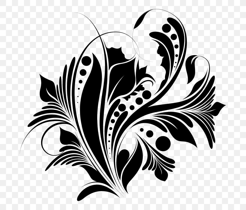 Floral Design, PNG, 700x700px, Floral Design, Black And White, Feather, Flora, Flower Download Free