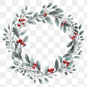 Holly Wreath - Festive Holiday Wreath With Red Berries PNG