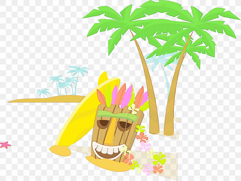 Palm Trees, PNG, 3312x2498px, Watercolor, Beach, Cartoon, Coconut, Hawaii Download Free