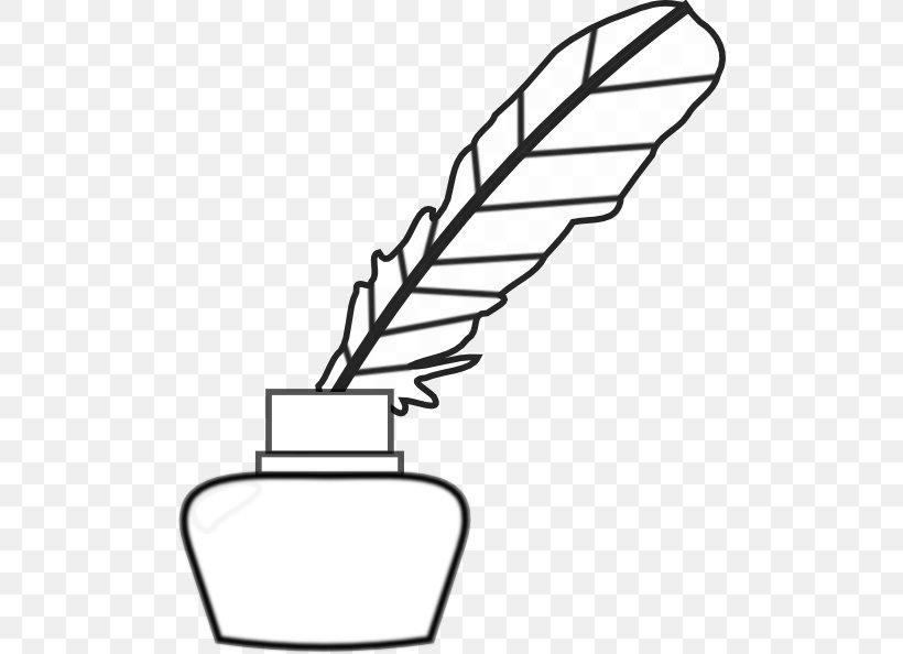 Paper Quill Pen Inkwell Clip Art, PNG, 498x594px, Paper, Area, Black And White, Feather, Fountain Pen Download Free