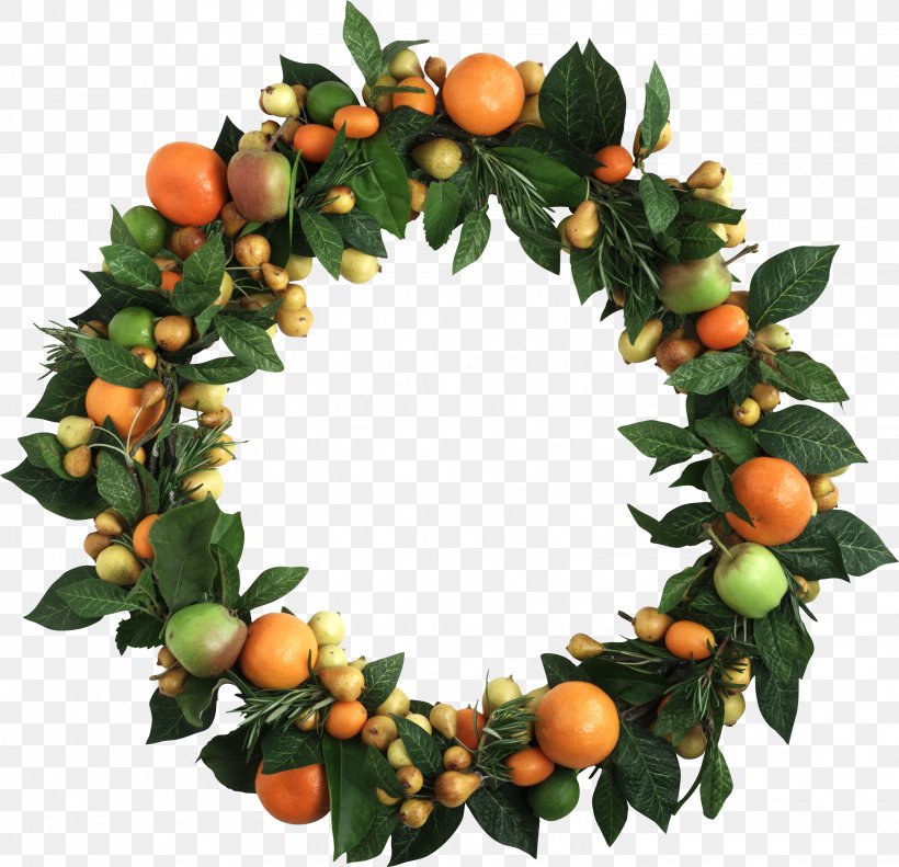 Wreath Fruit Christmas Clip Art, PNG, 3098x2989px, Wreath, Berry, Christmas, Christmas Decoration, Citrus Download Free