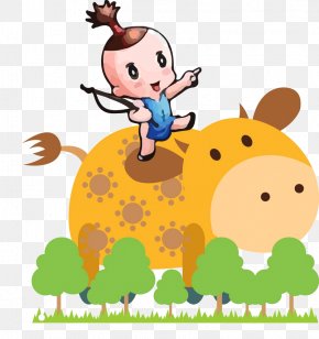 Cute Cartoon Riding A Bull - Qingming Chunfen Sembahyang Kubur Solar Term Illustration PNG