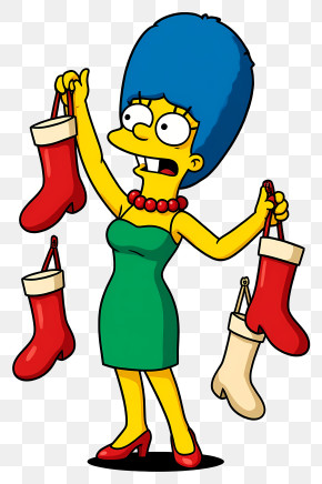 Marge Simpson - Yellow Woman With Christmas Stockings PNG