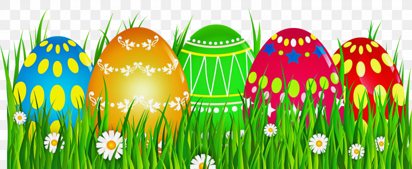 Easter Egg, PNG, 3000x1239px, Grass, Easter, Easter Egg, Plant, Spring Download Free