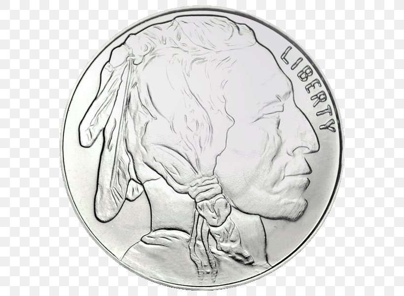 Coin Silver Bullion Perth Mint American Buffalo, PNG, 600x600px, Coin, American Bison, American Buffalo, Art, Black And White Download Free