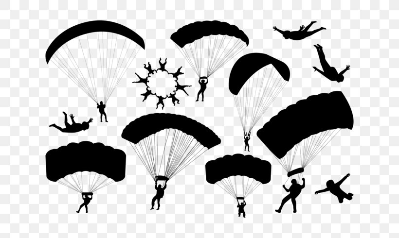 Parachuting Parachute Silhouette Drawing, PNG, 700x490px, Parachuting, Air Sports, Art, Black, Black And White Download Free