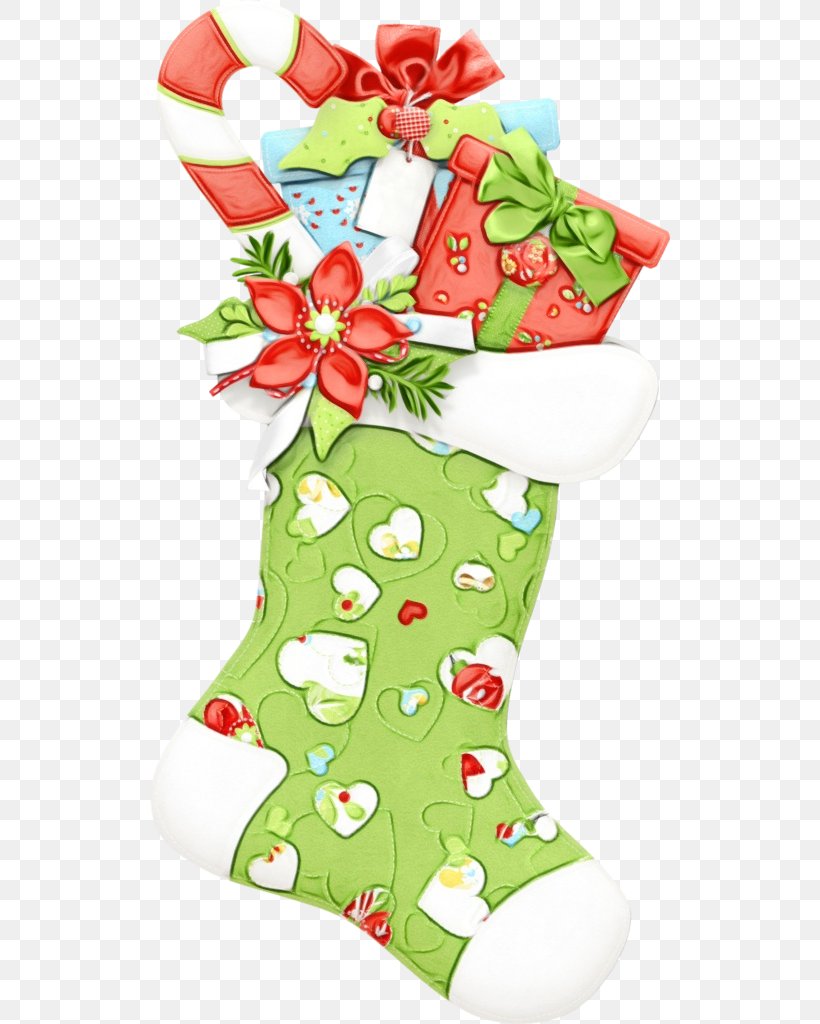 Christmas Stocking, PNG, 520x1024px, Watercolor, Christmas Decoration, Christmas Stocking, Interior Design, Paint Download Free
