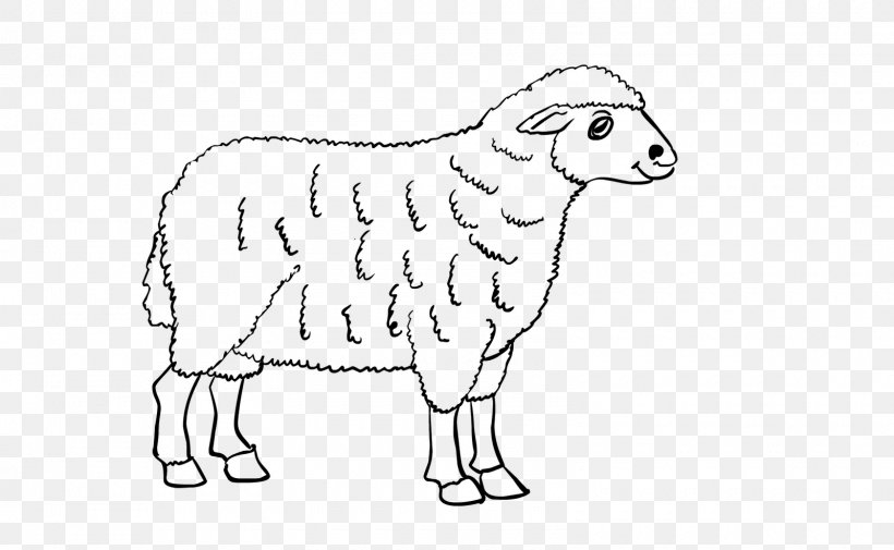 Sheep Cattle Goat Line Art Drawing, PNG, 1600x987px, Sheep, Animal Figure, Area, Artwork, Black And White Download Free