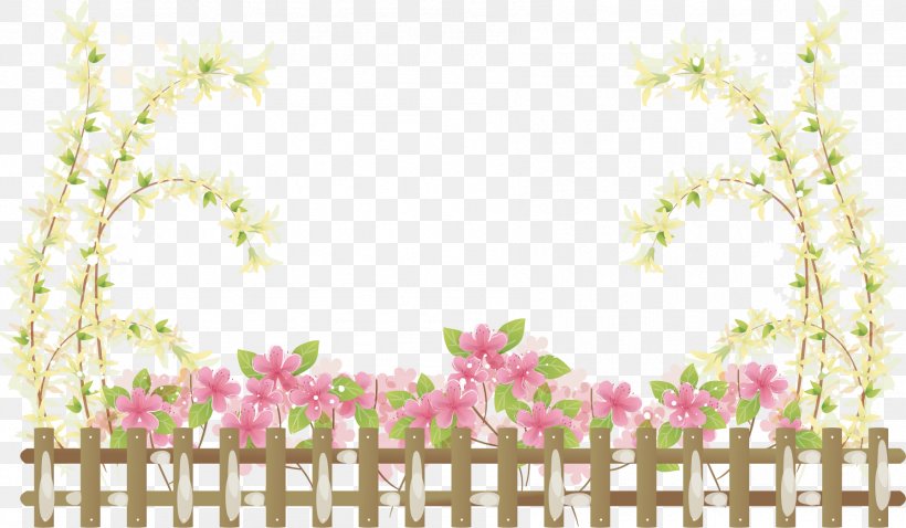 Fence Chain-link Fencing Wire Garden, PNG, 1792x1046px, Fence, Blossom, Branch, Cartoon, Deck Railing Download Free