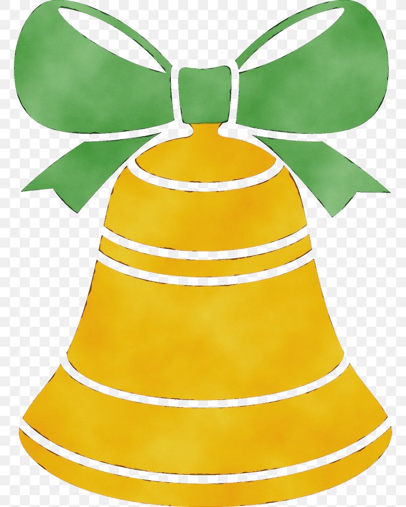 Green Yellow Bell Holiday Ornament Costume Hat, PNG, 764x1024px, Watercolor, Bell, Costume Hat, Green, Holiday Ornament Download Free
