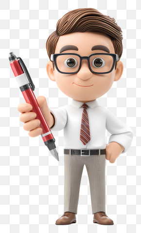 Man Holding Oversized Pen PNG