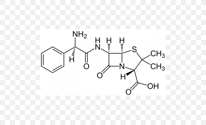 Ampicillin Chemical Formula Structural Formula Pharmaceutical Drug Structure, PNG, 500x500px, Ampicillin, Antibiotics, Area, Auto Part, Black And White Download Free