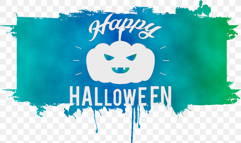 Logo Aqua M Text Turquoise Microsoft Azure, PNG, 2999x1786px, Happy Halloween, Aqua M, Logo, Microsoft Azure, Paint Download Free