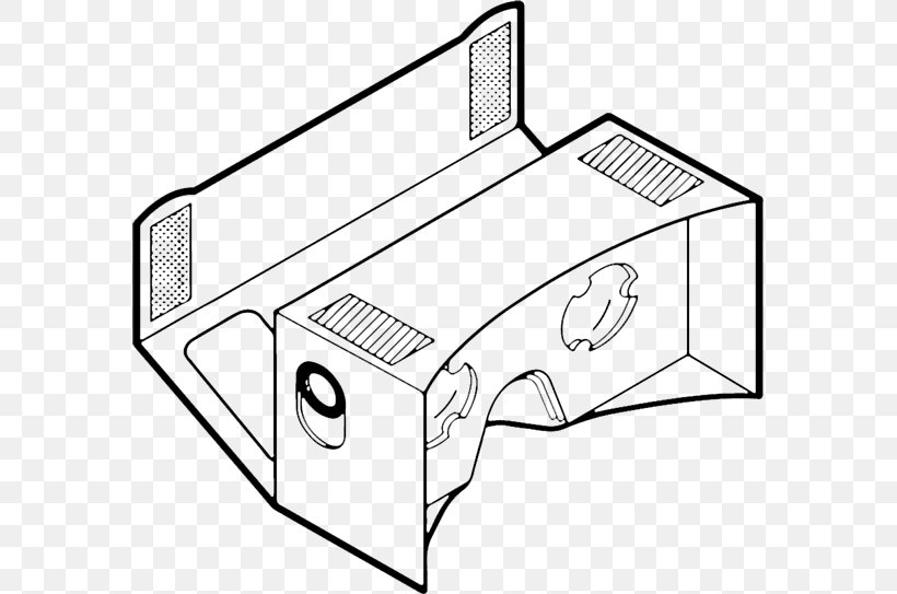 Google Cardboard Head-mounted Display Virtual Reality Virtual World, PNG, 577x543px, Google Cardboard, Area, Artwork, Black And White, Cardboard Download Free