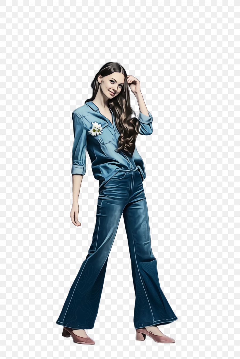 Jeans Clothing Denim Blue Fashion Model, PNG, 1636x2448px, Watercolor, Blue, Clothing, Denim, Fashion Model Download Free