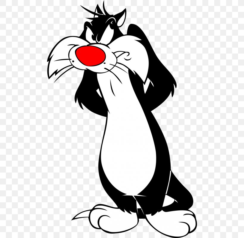 Sylvester Jr. Tweety Cat Looney Tunes, PNG, 800x800px, Sylvester, Animated Cartoon, Artwork, Black And White, Carnivoran Download Free