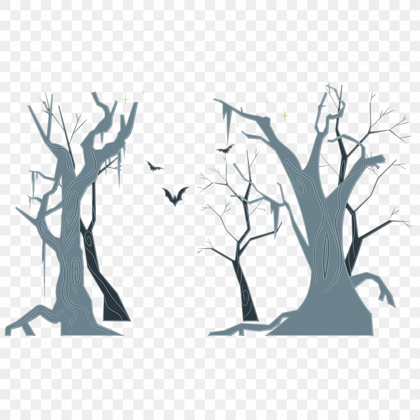 Tree Cartoon Silhouette Twig Meter, PNG, 2000x2000px, Watercolor, Birds, Birds Cartoon, Cartoon, Im Ready For Halloween Download Free