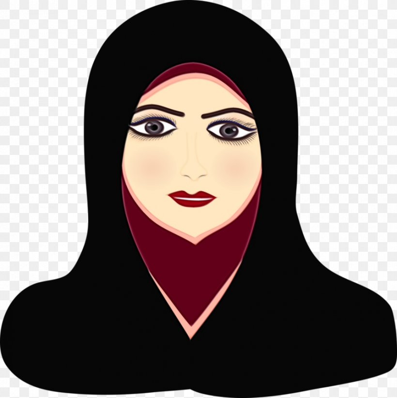 Hijab Headgear Illustration Eyebrow Cartoon, PNG, 892x895px, Hijab, Art, Beautym, Black Hair, Cap Download Free