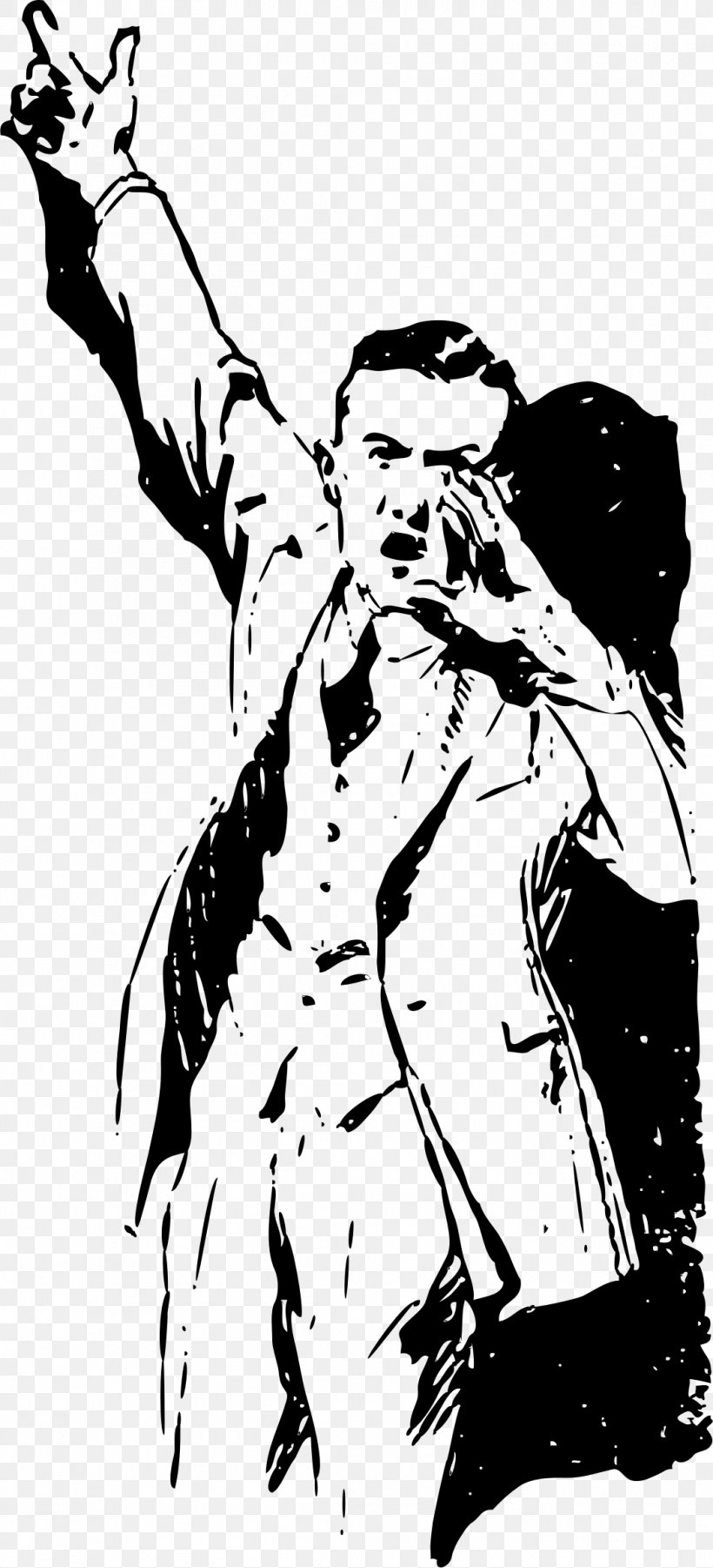 Screaming Man Homo Sapiens Drawing Clip Art, PNG, 1058x2325px, Screaming Man, Art, Artwork, Black, Black And White Download Free