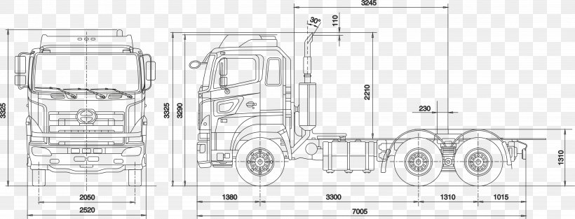 Hino Profia Car Technical Drawing Van, PNG, 3964x1515px, Hino, Artwork, Auto Part, Black And White, Car Download Free