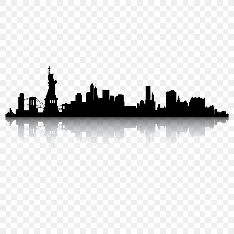 New York City Skyline Silhouette Clip Art, PNG, 1024x1024px, New York City, Black And White, City, Cityscape, Logo Download Free