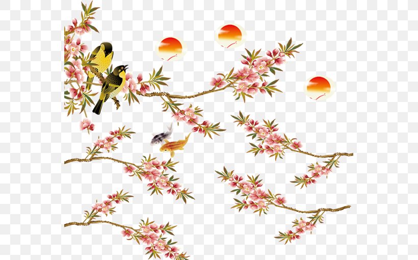 Bird-and-flower Painting Ink Wash Painting Gongbi, PNG, 567x510px, Birdandflower Painting, Art, Branch, Chinese New Year, Chinese Painting Download Free