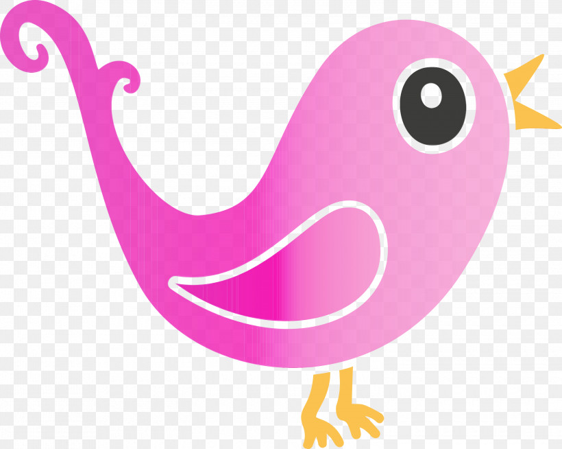 Pink Cartoon Violet Bird Water Bird, PNG, 3000x2393px, Cartoon Bird, Beak, Bird, Cartoon, Paint Download Free