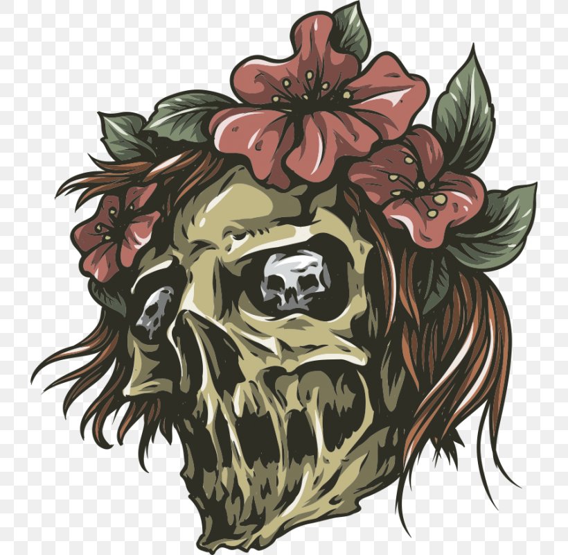 Vector Graphics Skull Illustration Royalty-free Vector Packs, PNG, 800x800px, Skull, Art, Asset, Botany, Culture Download Free
