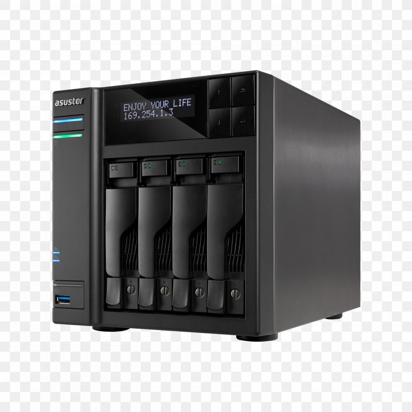 Intel Asustor AS7004T-I5 SAN/NAS Storage System Network Storage Systems ASUSTOR Inc. Computer Servers, PNG, 2000x2000px, Intel, Asustor Inc, Computer Case, Computer Component, Computer Hardware Download Free