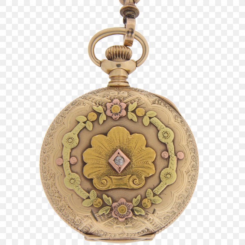 Locket Elgin National Watch Company Pocket Watch, PNG, 2048x2048px, Locket, Antique, Brass, Brooch, Chain Download Free