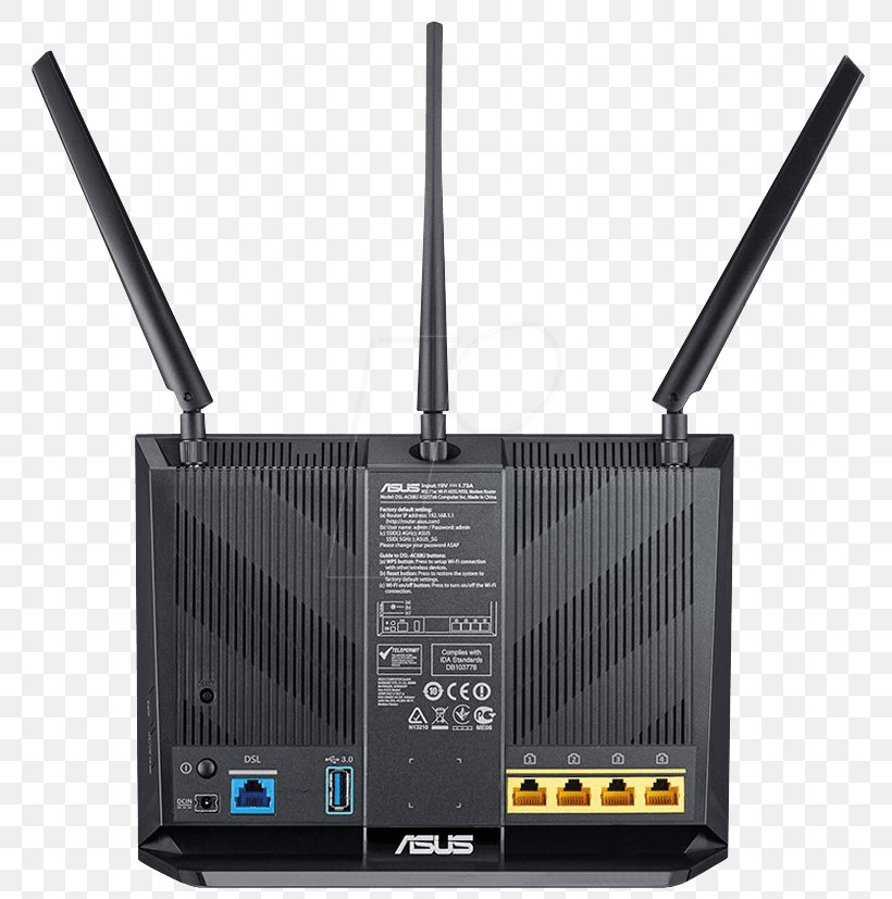 ASUS DSL-AC68U DSL Modem Router Digital Subscriber Line VDSL, PNG, 799x827px, Asus Dslac68u, Asus Rtac68u, Asymmetric Digital Subscriber Line, Data Transfer Rate, Digital Subscriber Line Download Free