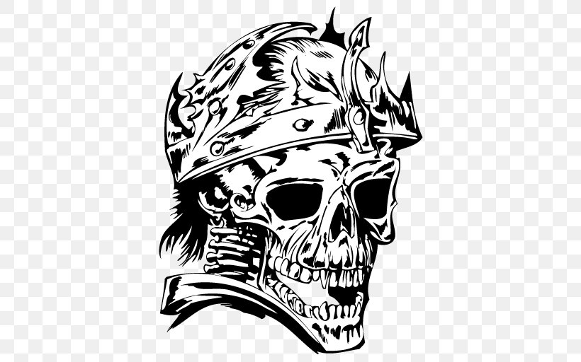 Skull T-shirt Art, PNG, 512x512px, Skull, Art, Black And White, Bone, Cdr King Download Free