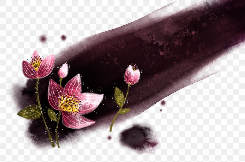 Ink Wash Painting Watercolor Painting Inkstick, PNG, 4961x3295px, Ink Wash Painting, Art, Calligraphy, Color, Flower Download Free