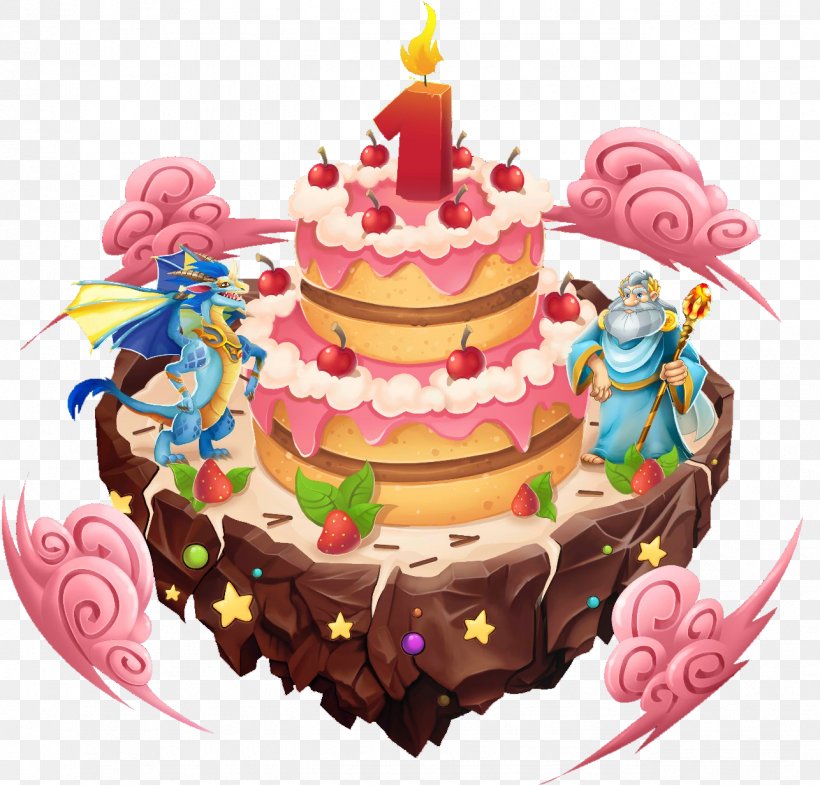 Dragon City Anniversary Island Cherry Cake, PNG, 1286x1232px, Dragon City, Anniversary, Baked Goods, Birthday, Birthday Cake Download Free