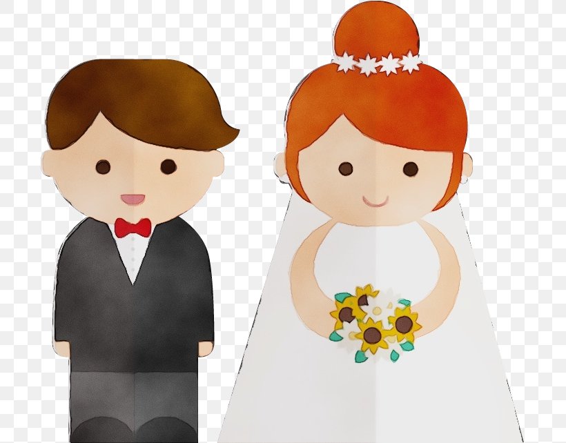 Watercolor Wedding, PNG, 701x642px, Watercolor, Bride, Bridegroom, Cartoon, Character Download Free