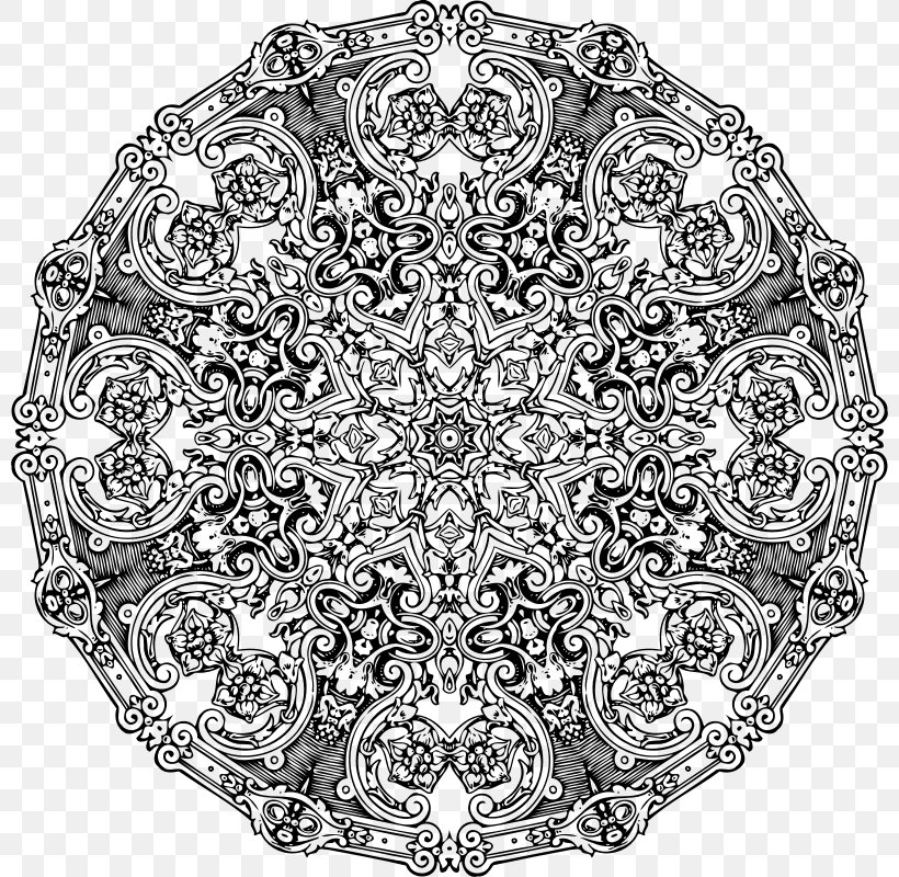 Mandala Clip Art, PNG, 800x800px, Mandala, Area, Black And White, Doodle, Drawing Download Free