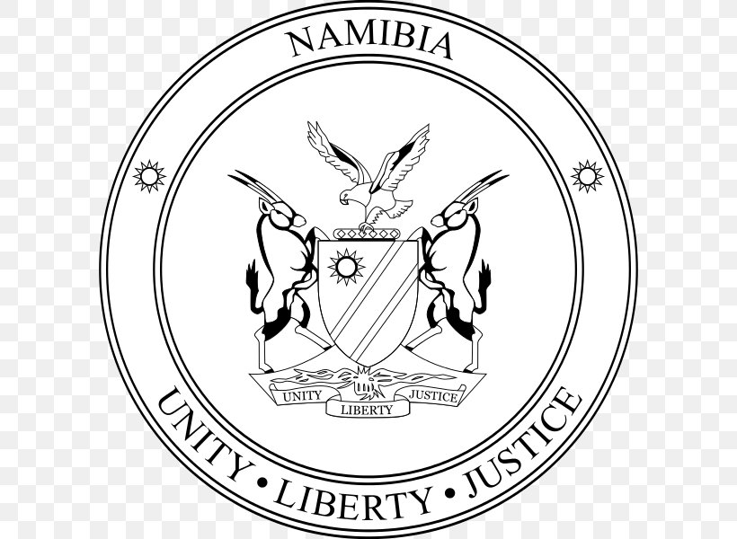 Coat Of Arms Of Namibia Coat Of Arms Of Namibia Vector Graphics Coat Of Arms Of Tanzania, PNG, 600x600px, Namibia, Area, Black And White, Brand, Coat Of Arms Download Free