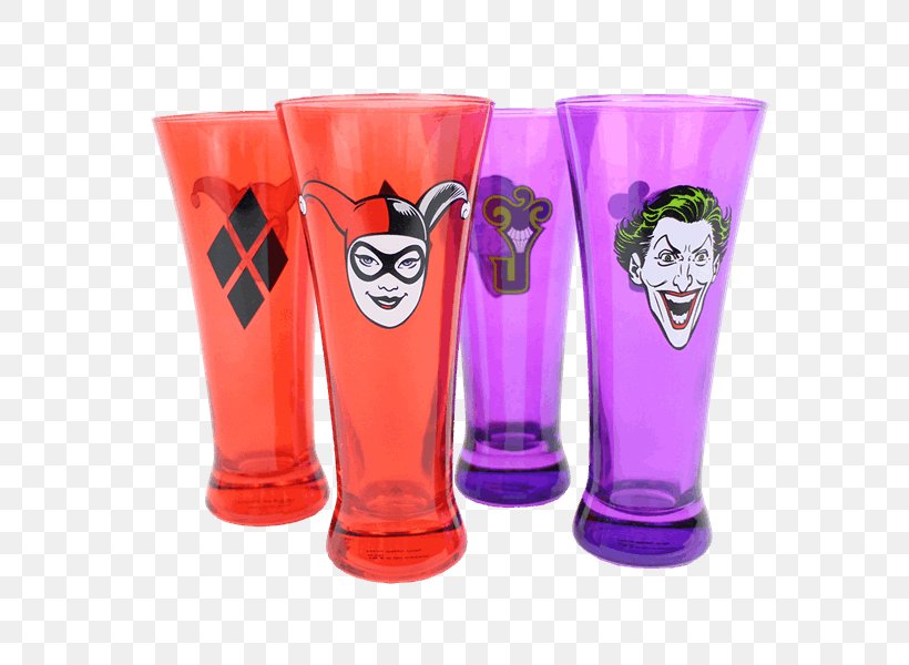 Harley Quinn Joker Pint Glass Cup, PNG, 600x600px, Harley Quinn, Beer Glass, Comics, Cup, Dc Comics Download Free