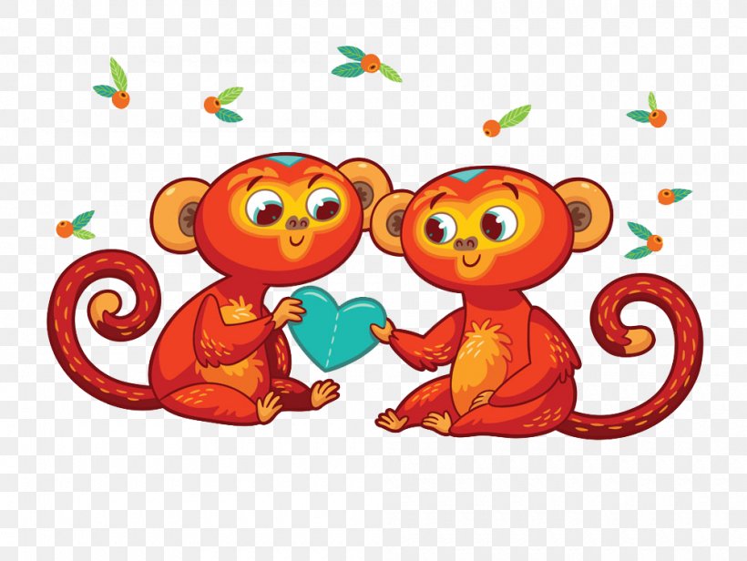 Monkey Chinese New Year New Year Card Illustration, PNG, 1000x752px, Monkey, Area, Art, Cartoon, Chinese New Year Download Free
