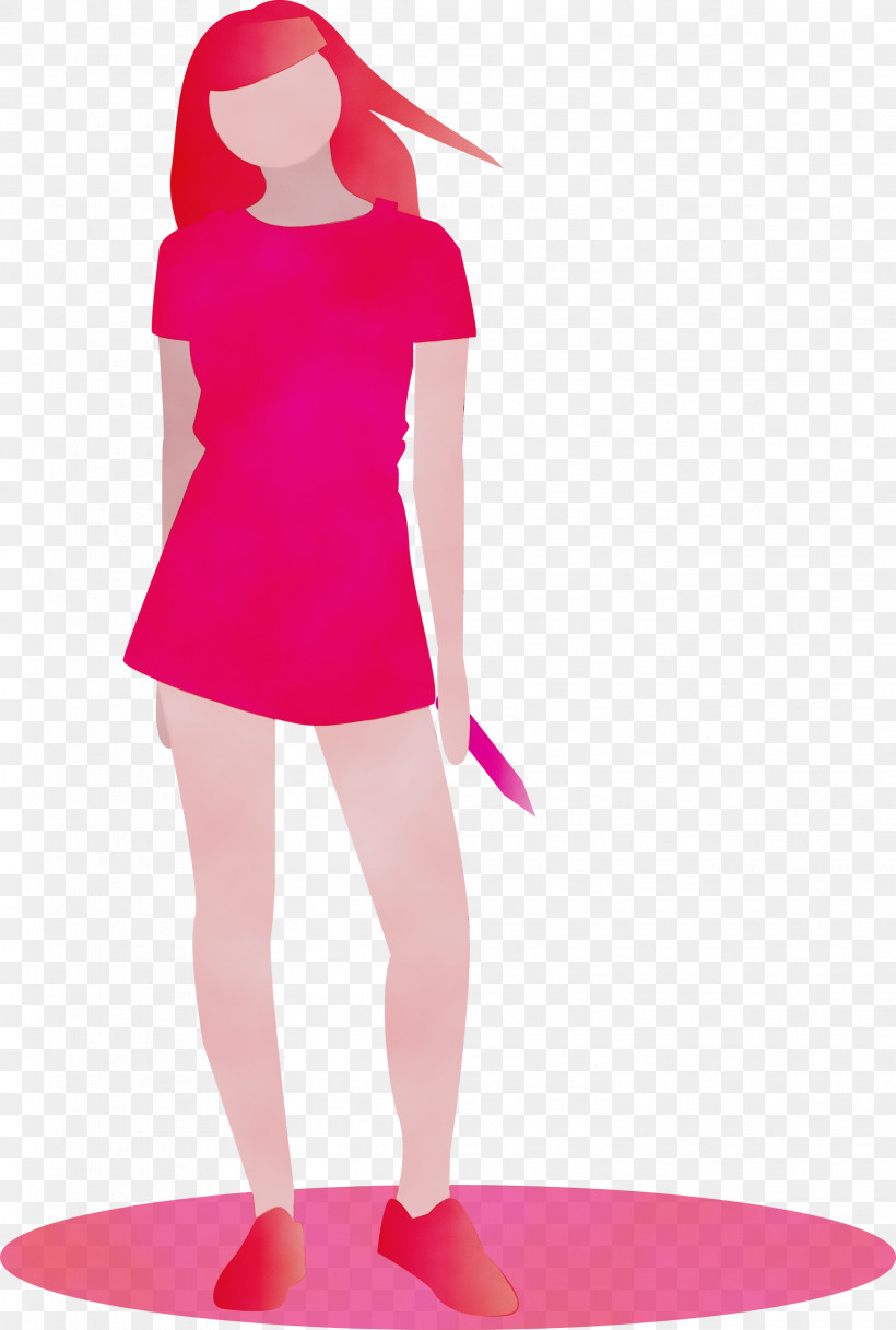 Pink Standing Magenta Costume, PNG, 2021x3000px, Fashion Girl, Costume, Magenta, Paint, Pink Download Free