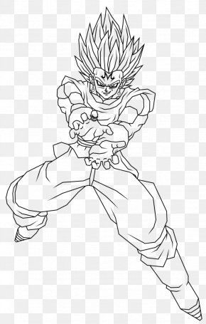 Vegeta Majin Buu Line art Gogeta em preto e branco, goku, ângulo, branco,  mão png