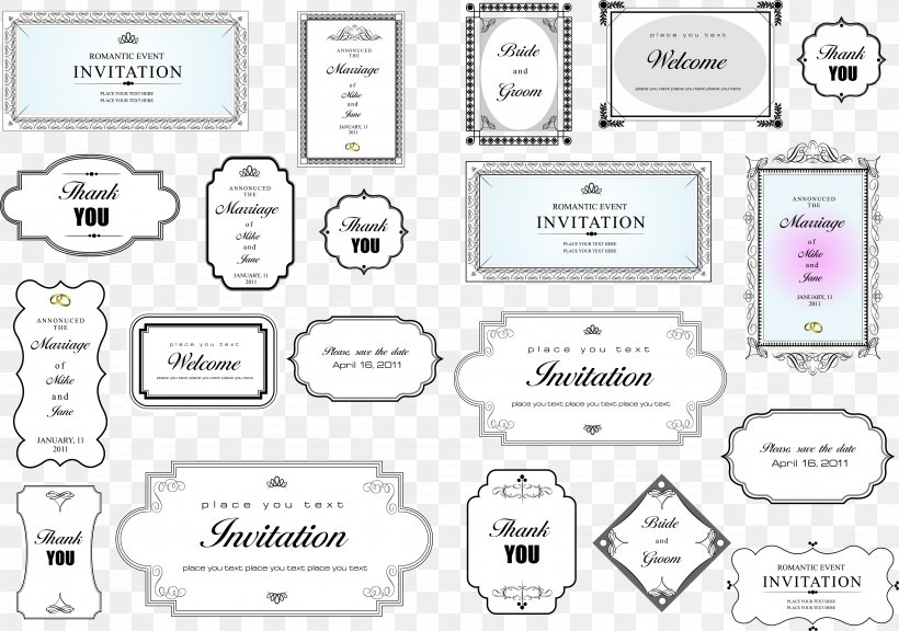 Simple Invitation Card Title Border Vector, PNG, 6616x4649px, Wedding Invitation, Area, Brand, Communication, Diagram Download Free