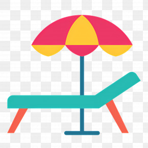 Swimming Pool - Beach Umbrella And Sunbed Illustration For Relaxation PNG