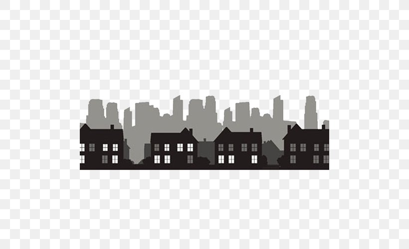 Silhouette Building City Skyline, PNG, 500x500px, Silhouette, Architecture, Black And White, Building, City Download Free